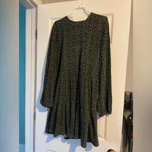 Green animal print dress